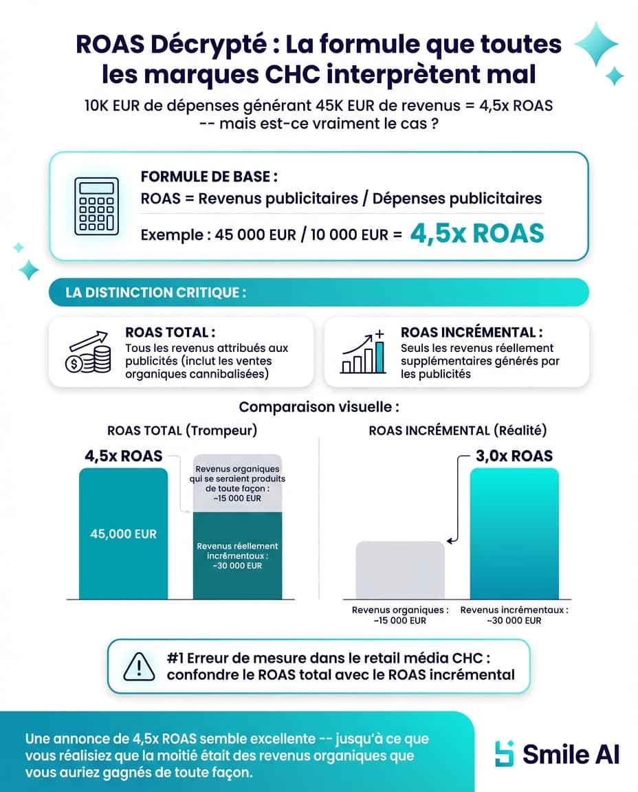 Infographie — Comment calculer le ROAS du retail media pour les produits CHC en France