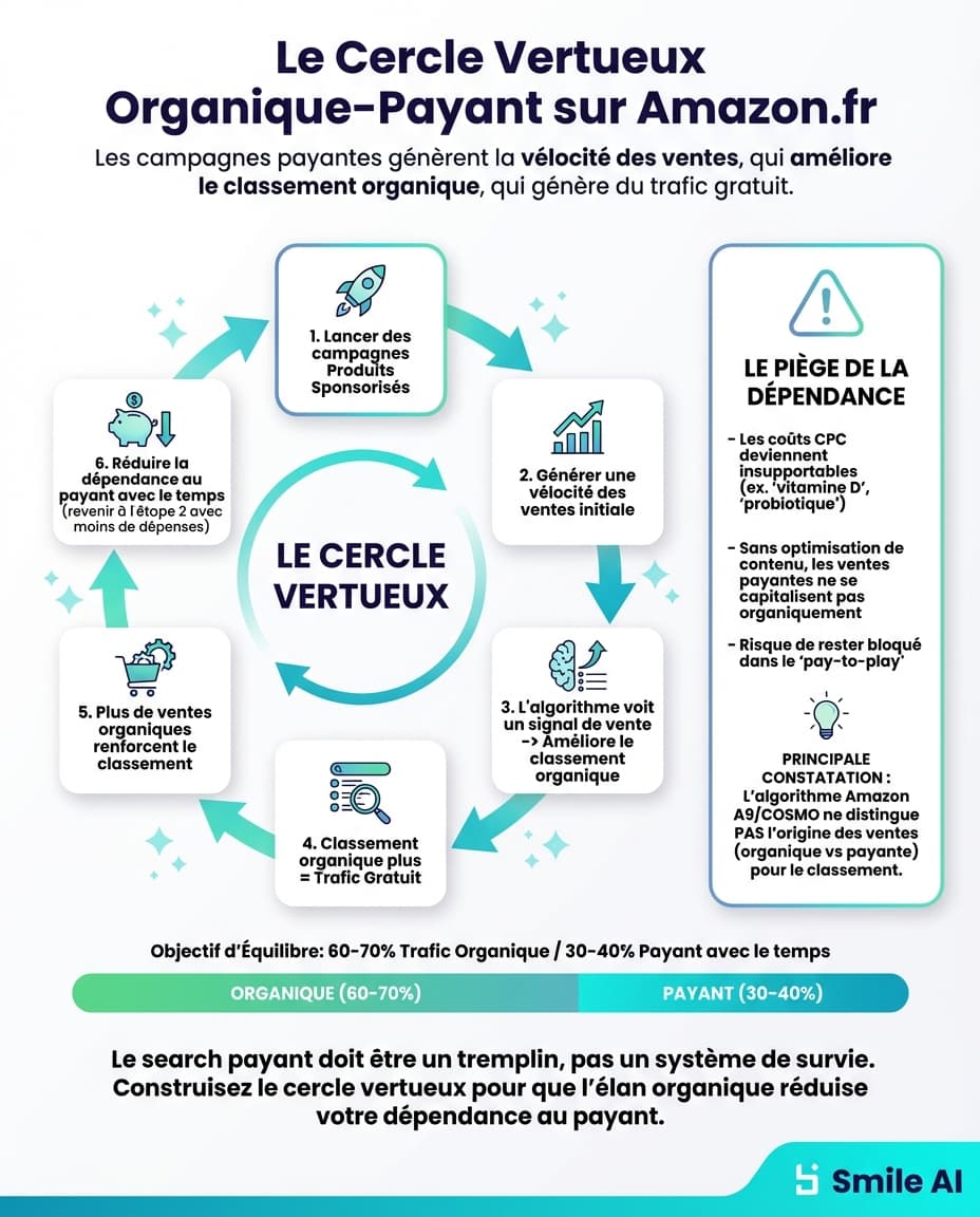 Infographie — Organic vs. Paid Search sur Amazon.fr